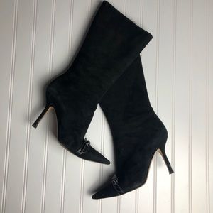 Kate Spade Suede Heeled Boots W/ Bow 9